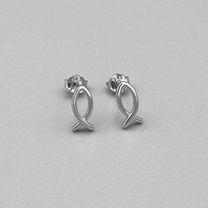 Sterling Silver Christian Faith Fish Earrings